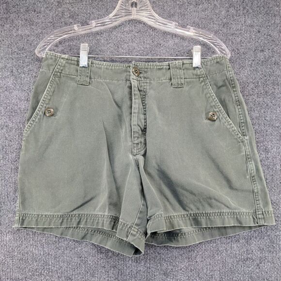 Abercrombie & Fitch Womens Chino Shorts Green Size 10 Cotton Slash Pockets - Picture 2 of 10
